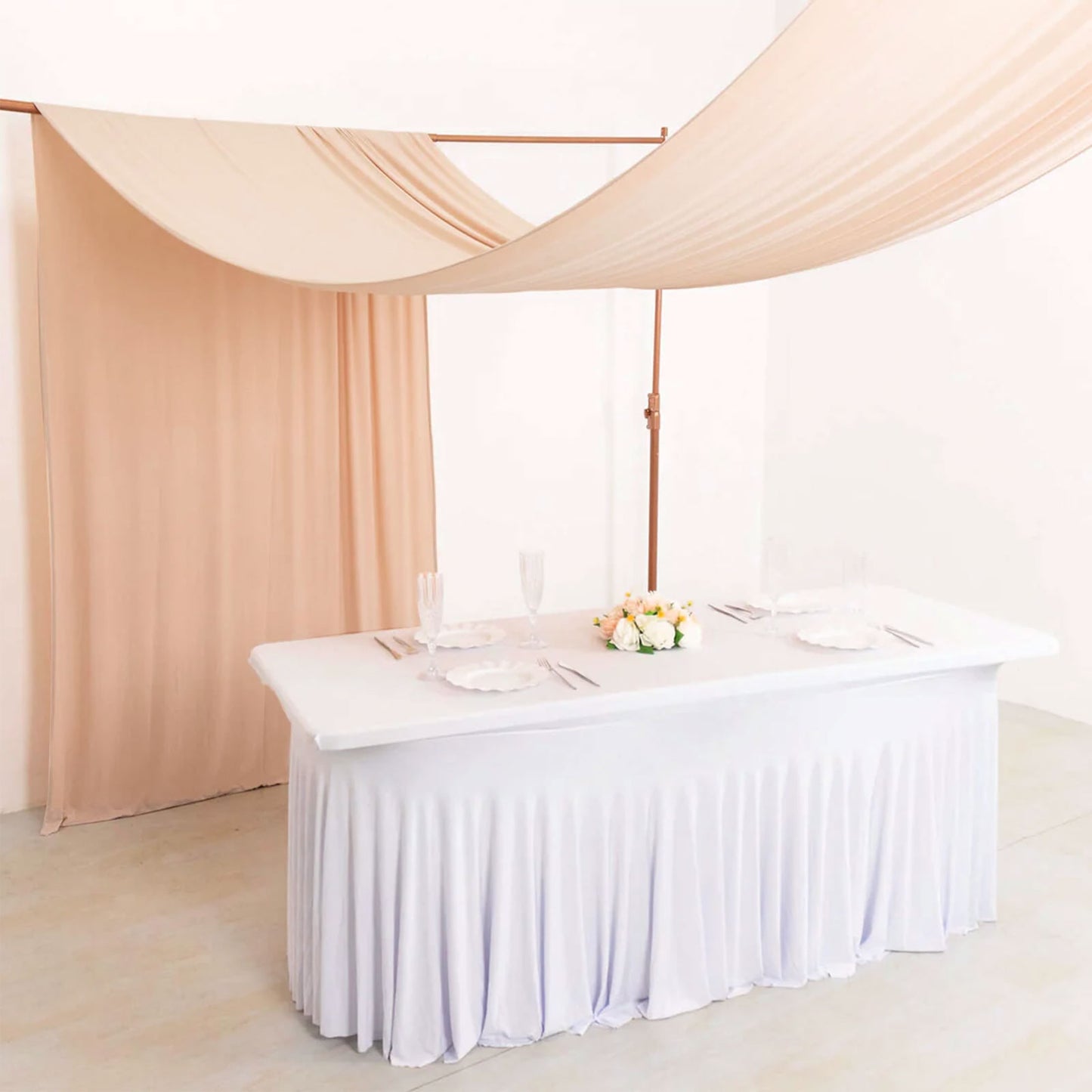 Blush 4-Way Stretch Spandex Event Curtain Drapes, Wrinkle Free Backdrop Event Panel with Rod Pockets