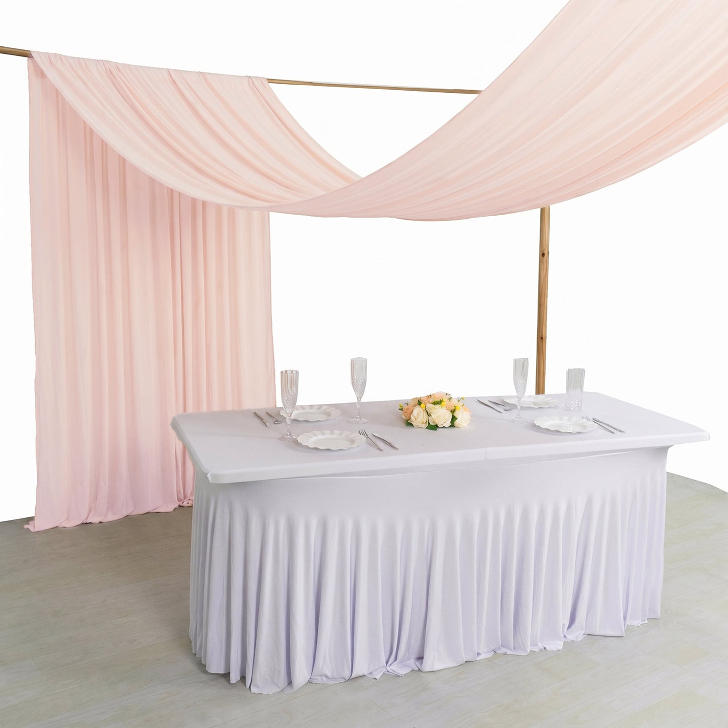 Blush 4-Way Stretch Spandex Event Curtain Drapes, Wrinkle Free Backdrop Event Panel with Rod Pockets