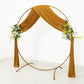 Gold 4-way stretch spandex event curtain drapes with rod pockets and floral accents.