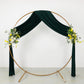 Emerald green 4-way stretch spandex event curtain drapes with floral accents.