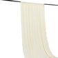 Ivory 4-way stretch spandex event curtain drapes on a rod.