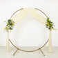 Ivory 4-way stretch spandex event curtain drapes with floral accents.