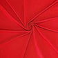 Red 4-way stretch spandex backdrop drape, wrinkle-free and with rod pockets.