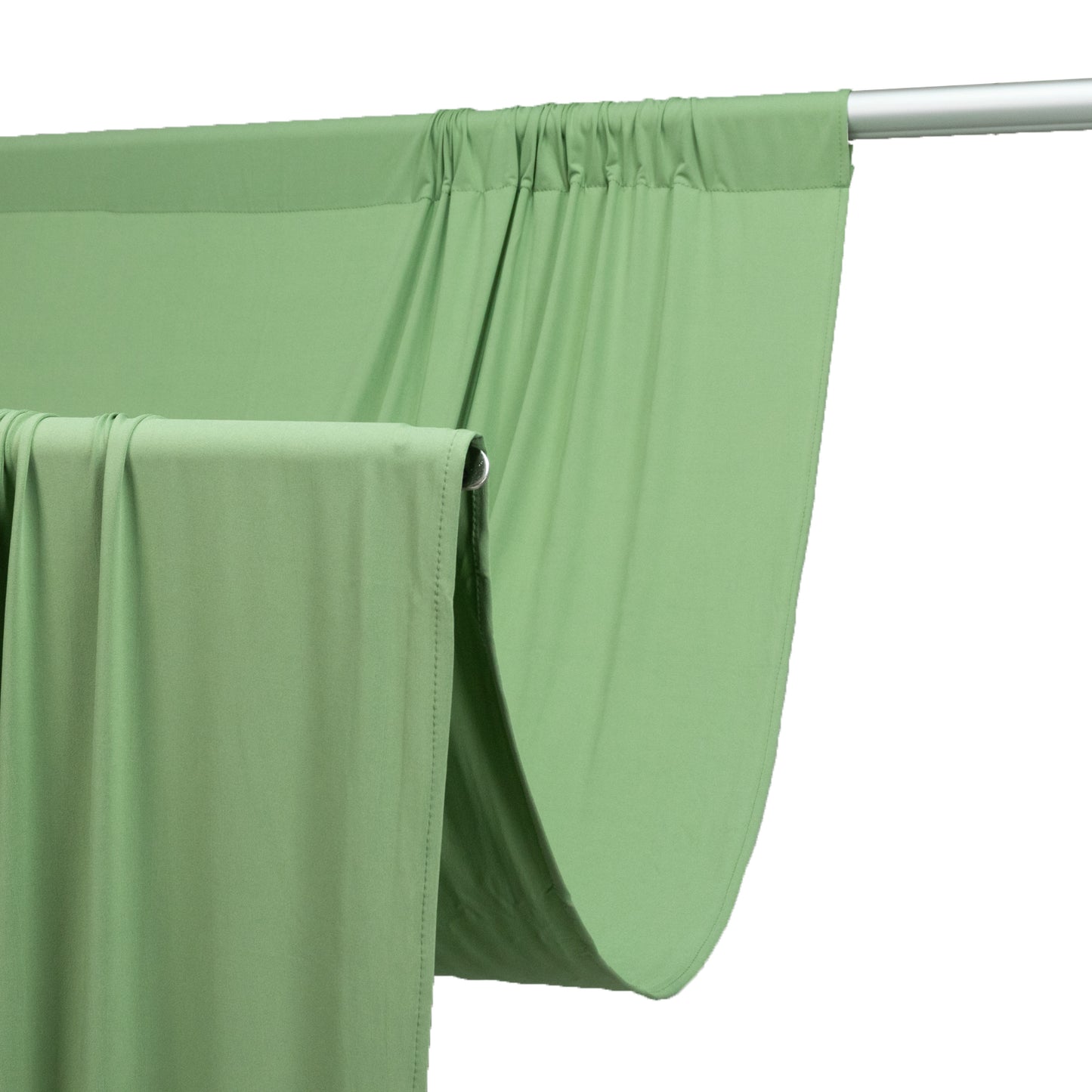Sage Green 4-Way Stretch Spandex Event Curtain Drapes with Rod Pockets
