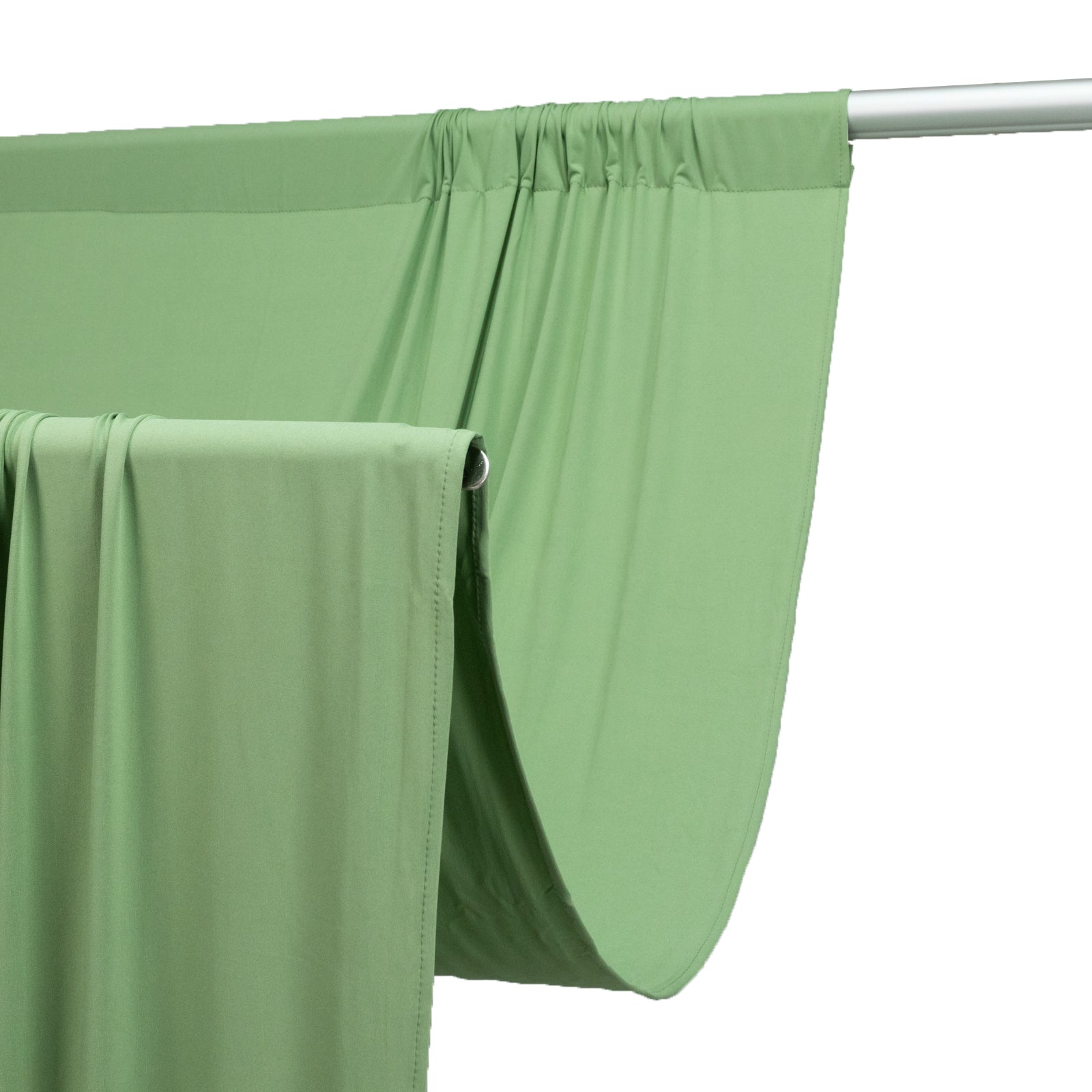 Sage Green 4-Way Stretch Spandex Event Curtain Drapes with Rod Pockets