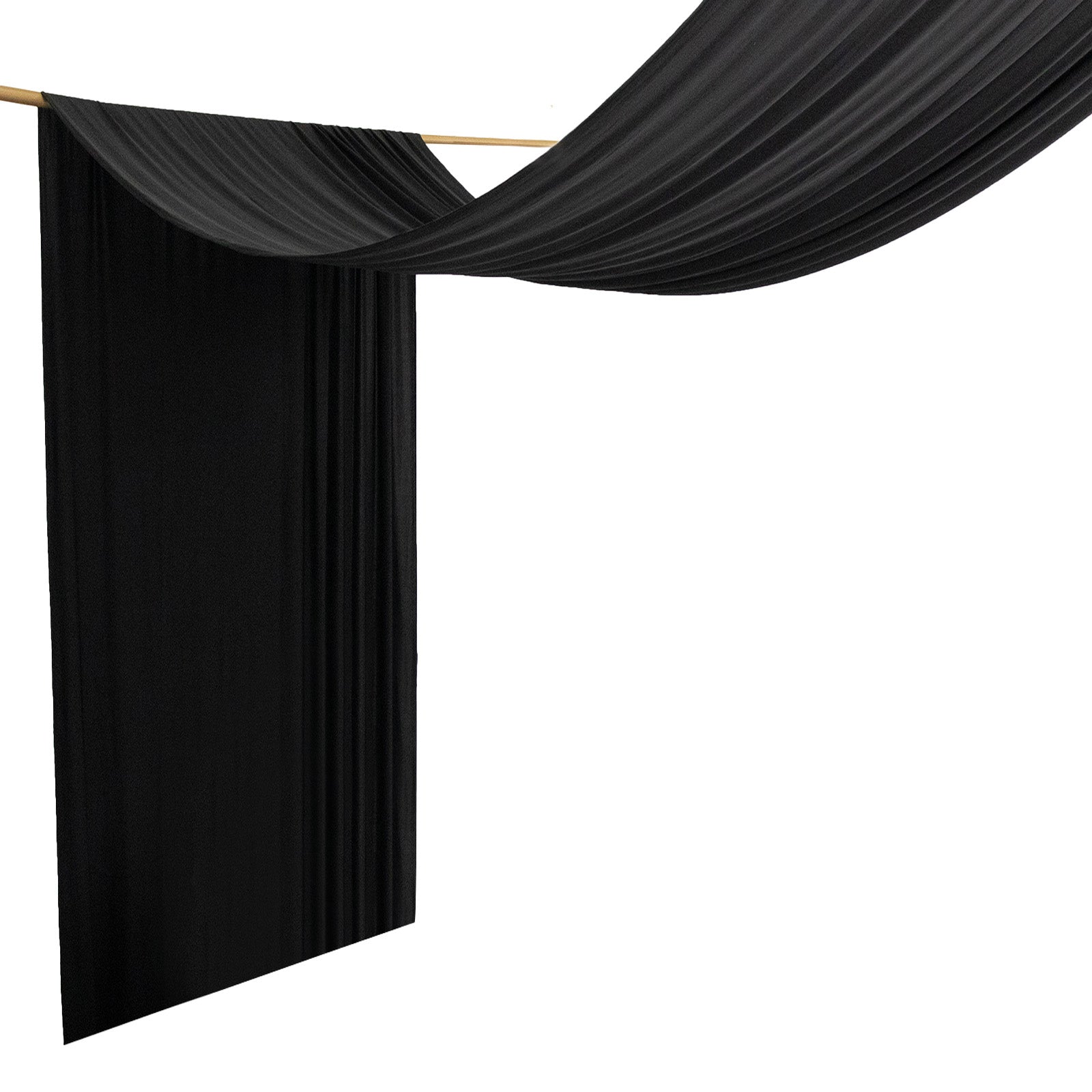 Black spandex ceiling drape panel for event décor, 5ft x 32ft.