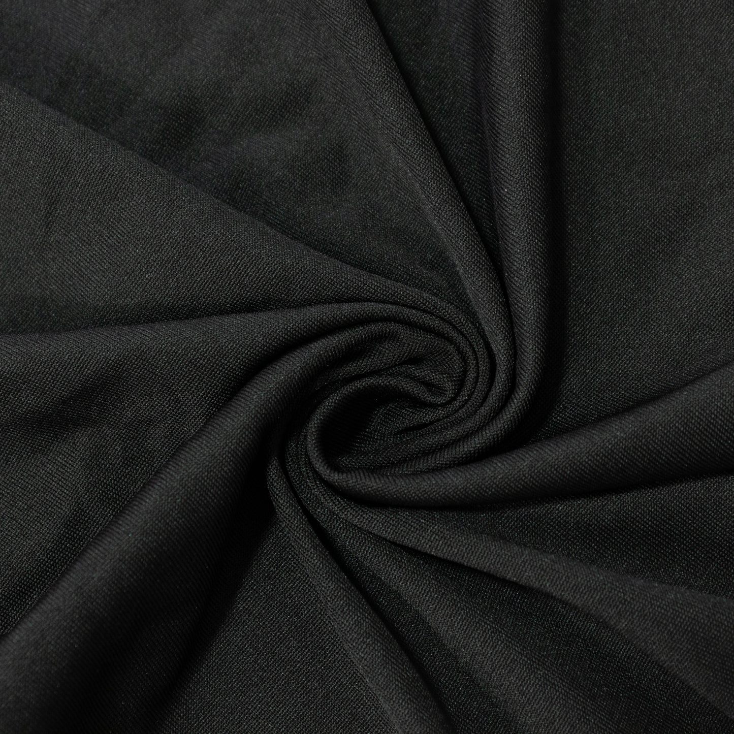 Black spandex ceiling drape panel, 5ft x 32ft, wrinkle-free fabric for event decor.