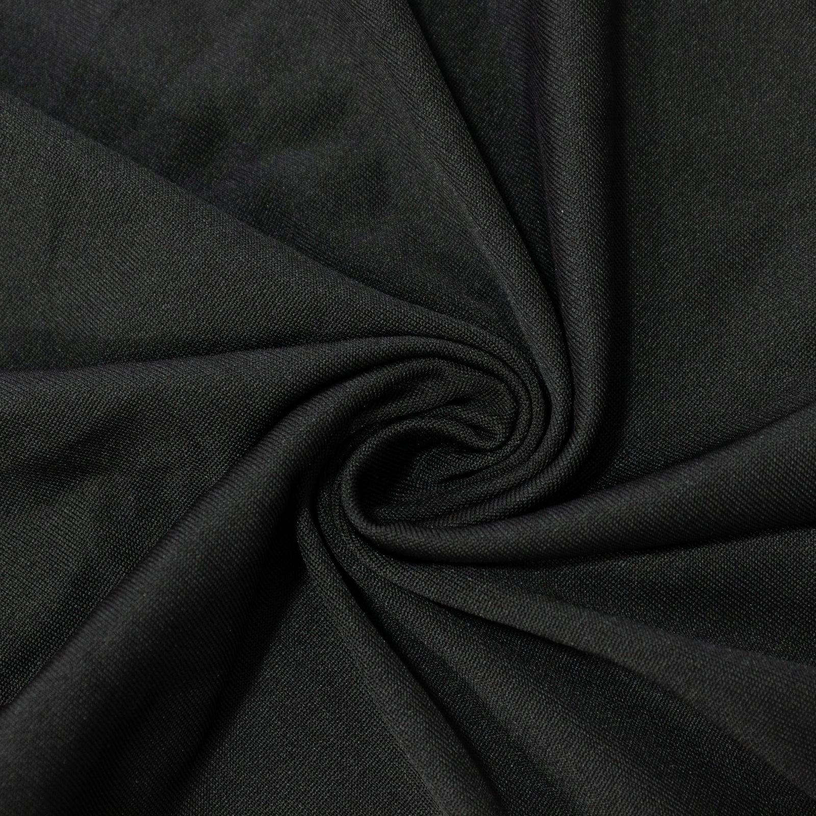 Black spandex ceiling drape panel, 5ft x 32ft, wrinkle-free fabric for event decor.