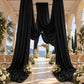 Black Spandex Ceiling Drape Panel, 5ft x 32ft — Wrinkle-Free 4-Way Stretch Fabric, Extra-Long Curtai