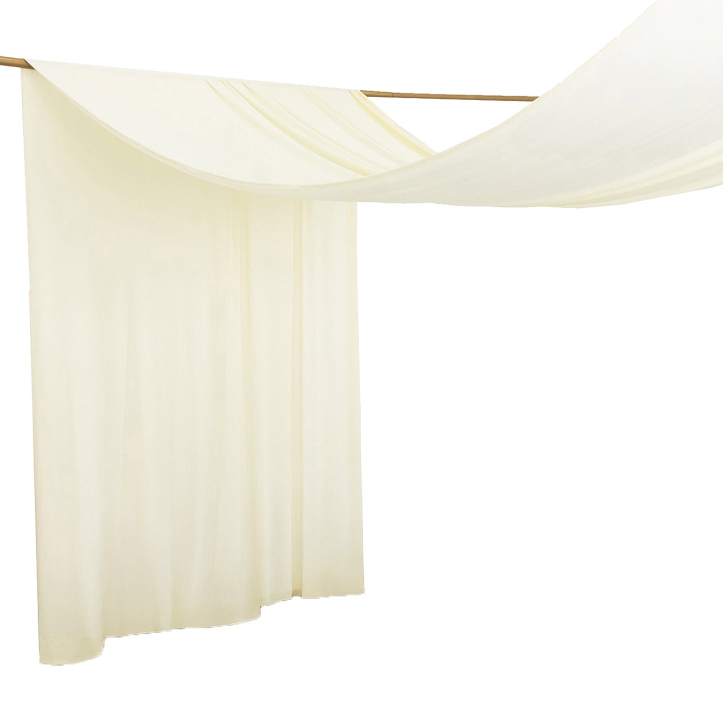 Ivory spandex ceiling drape panel, 5ft x 32ft, wrinkle-free fabric for event décor.