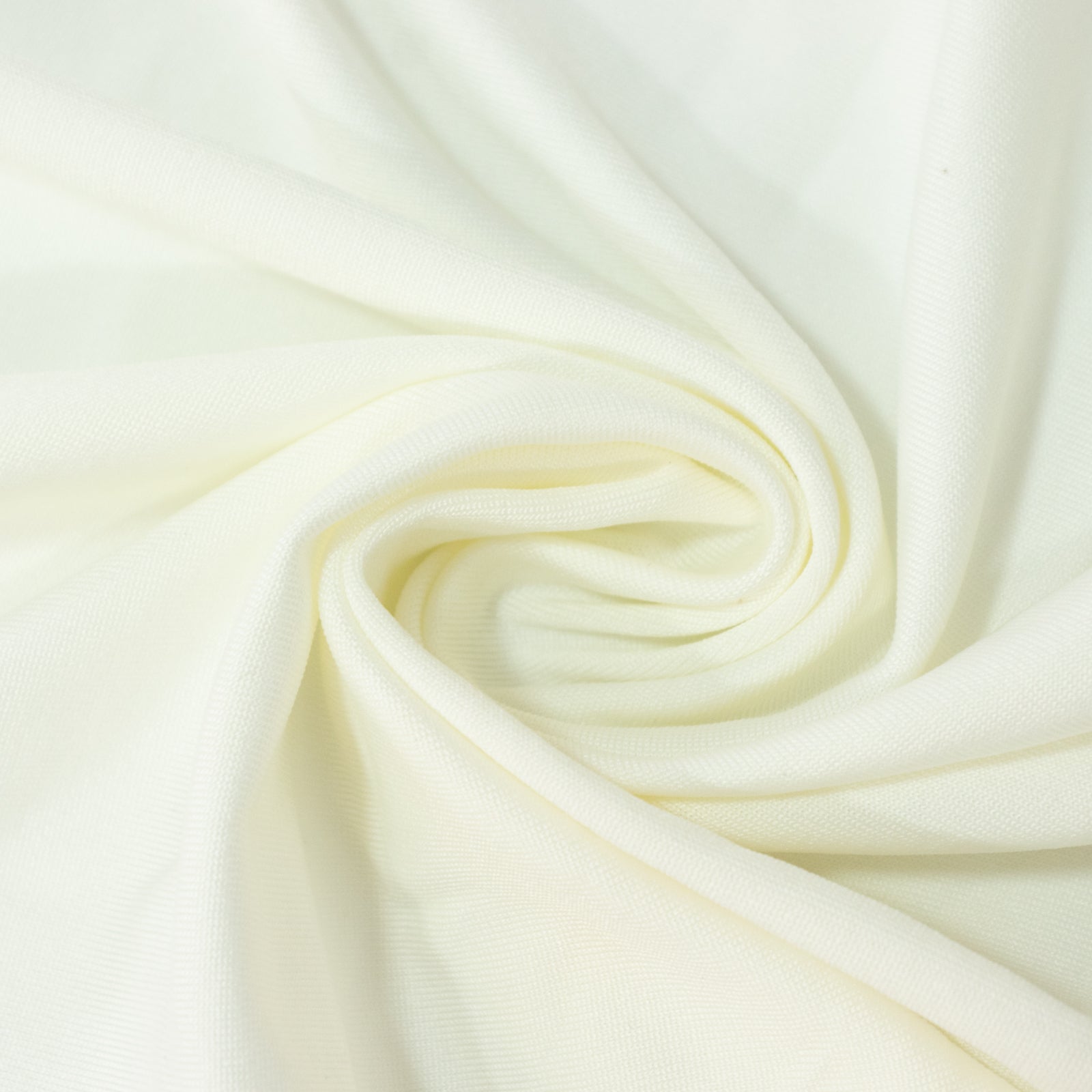 Ivory spandex ceiling drape panel with 4-way stretch fabric.