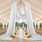 White Spandex Ceiling Drape Panel, 5ft x 32ft — Wrinkle-Free 4-Way Stretch Fabric, Extra-Long Curtai