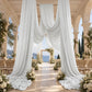 White Spandex Ceiling Drape Panel, 5ft x 32ft — Wrinkle-Free 4-Way Stretch Fabric, Extra-Long Curtai