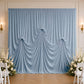 Dusty Blue Spandex Pre-Sewn Dramatic Drape Backdrop Curtain – 13ft × 20ft 4-Way Stretch Wrinkle-Free