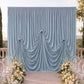 Dusty Blue Spandex Pre-Sewn Dramatic Drape Backdrop Curtain – 13ft × 20ft 4-Way Stretch Wrinkle-Free