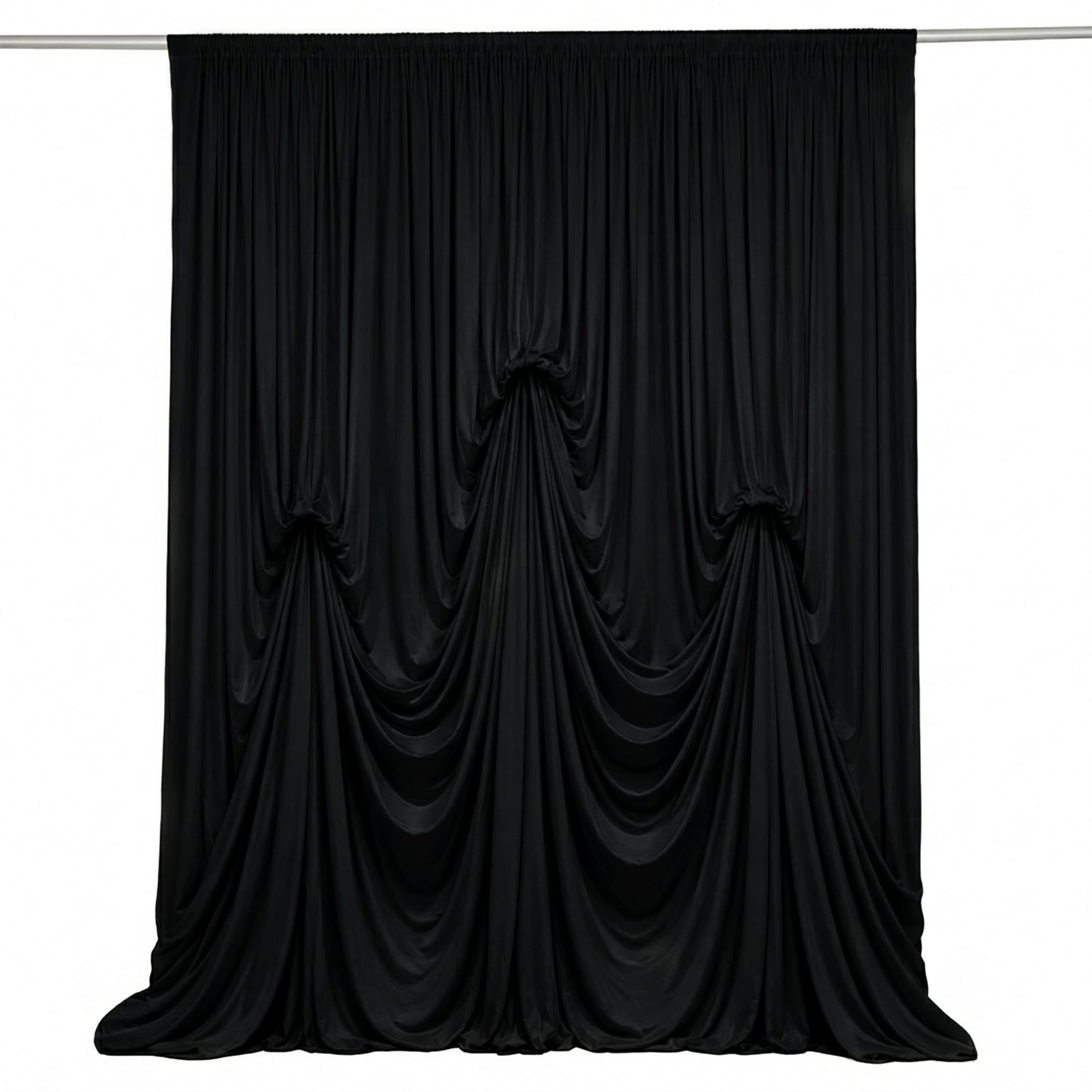 Black Spandex Pre-Sewn Dramatic Drape Backdrop Curtain – 13ft × 20ft 4-Way Stretch Wrinkle-Free 180G