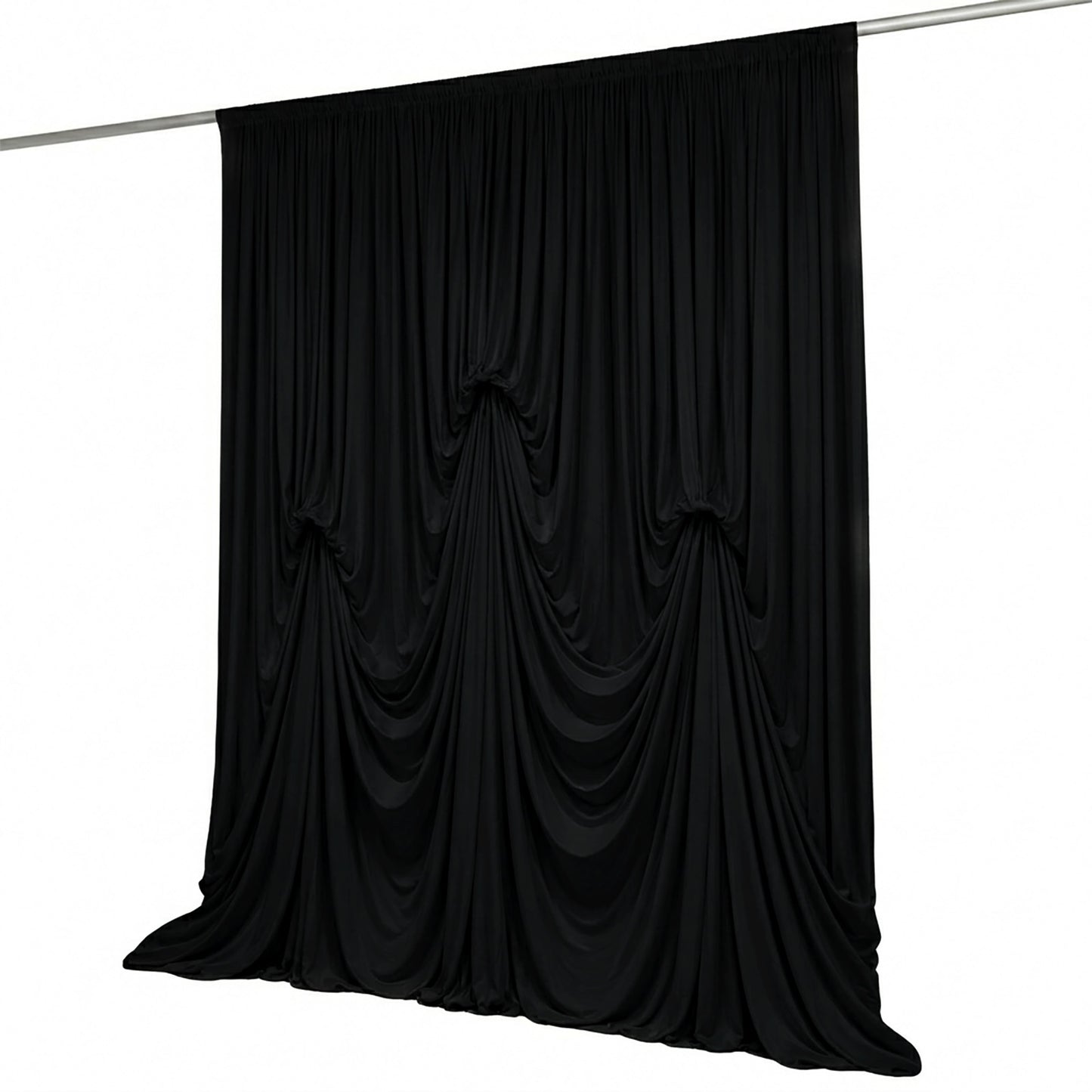 Black Spandex Pre-Sewn Dramatic Drape Backdrop Curtain – 13ft × 20ft 4-Way Stretch Wrinkle-Free 180G