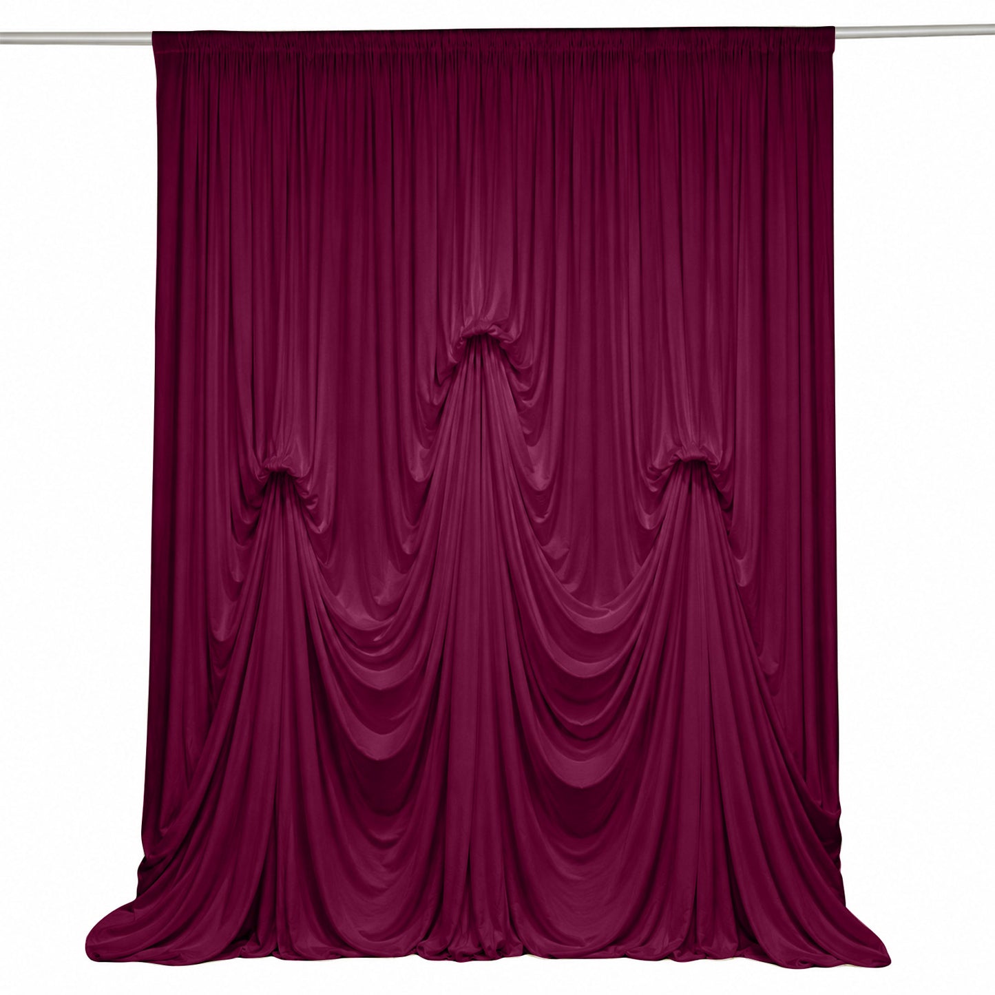 Burgundy Spandex Pre-Sewn Dramatic Drape Backdrop Curtain – 13ft × 20ft 4-Way Stretch Wrinkle-Free 1