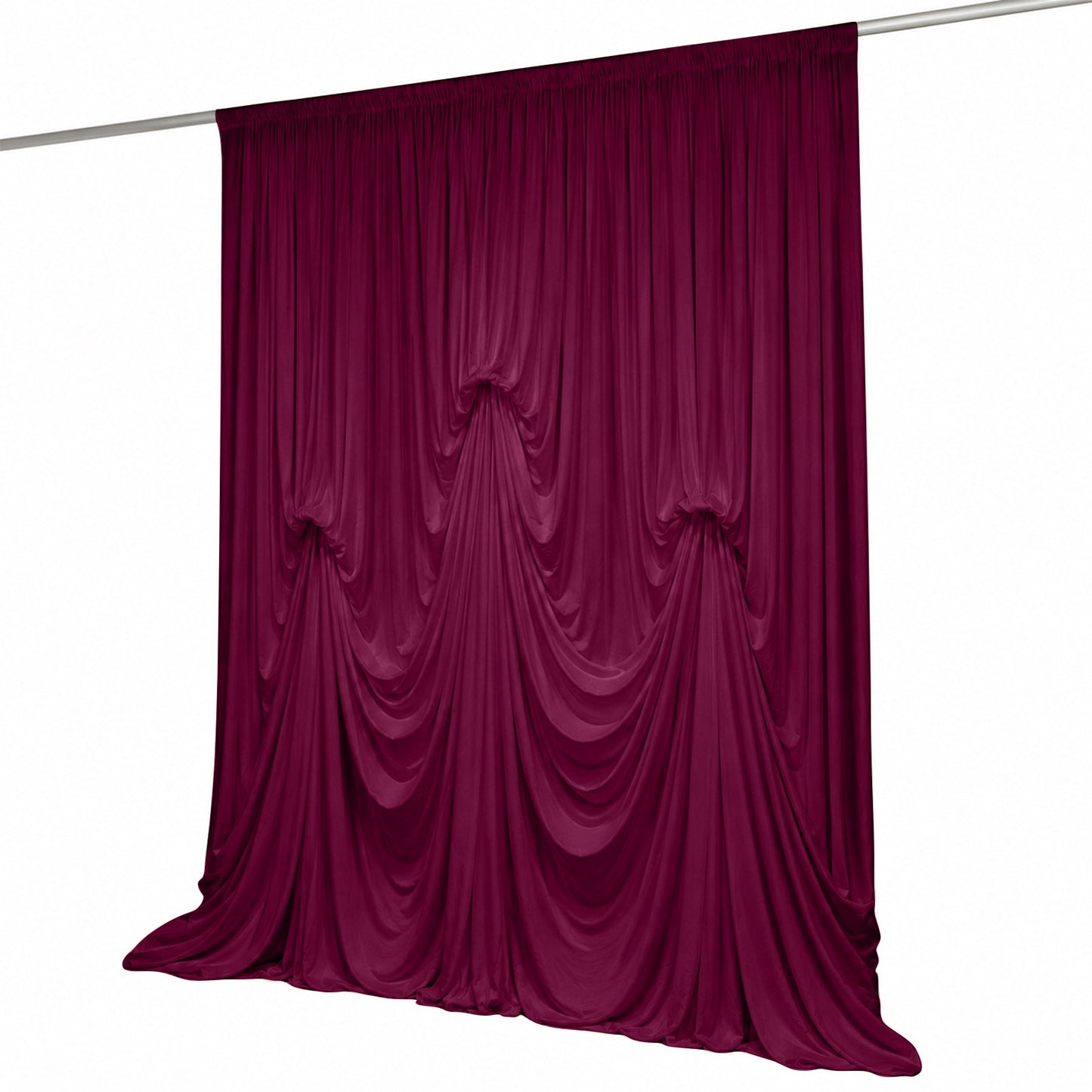 Burgundy Spandex Pre-Sewn Dramatic Drape Backdrop Curtain – 13ft × 20ft 4-Way Stretch Wrinkle-Free 1