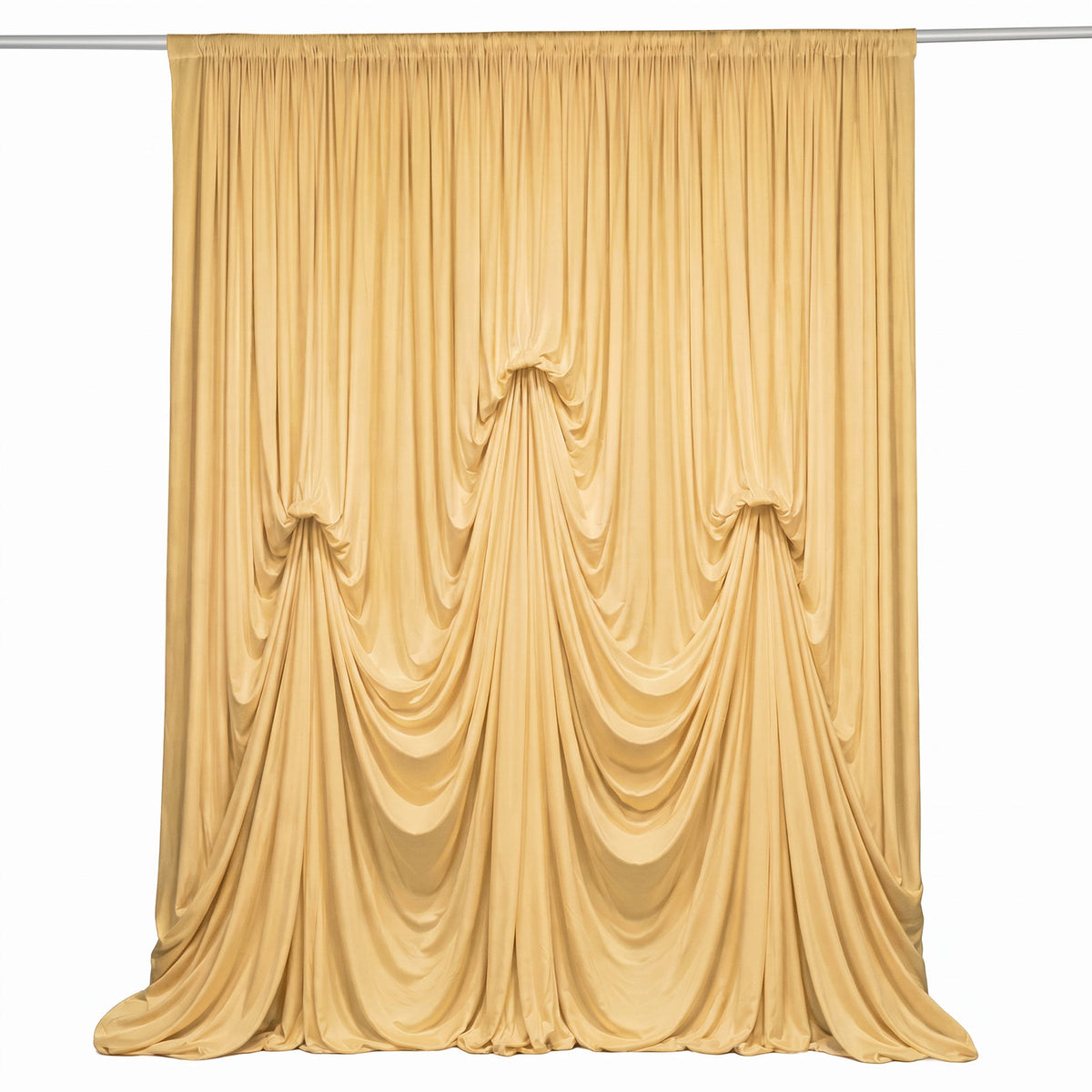 Champagne Spandex Pre-Sewn Dramatic Drape Backdrop Curtain – 13ft × 20ft 4-Way Stretch Wrinkle-Free 
