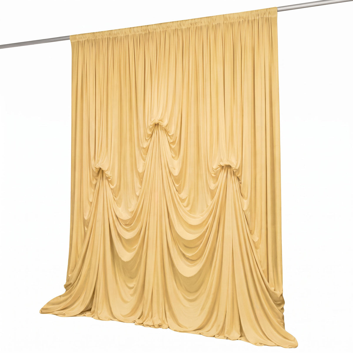 Champagne Spandex Pre-Sewn Dramatic Drape Backdrop Curtain – 13ft × 20ft 4-Way Stretch Wrinkle-Free 