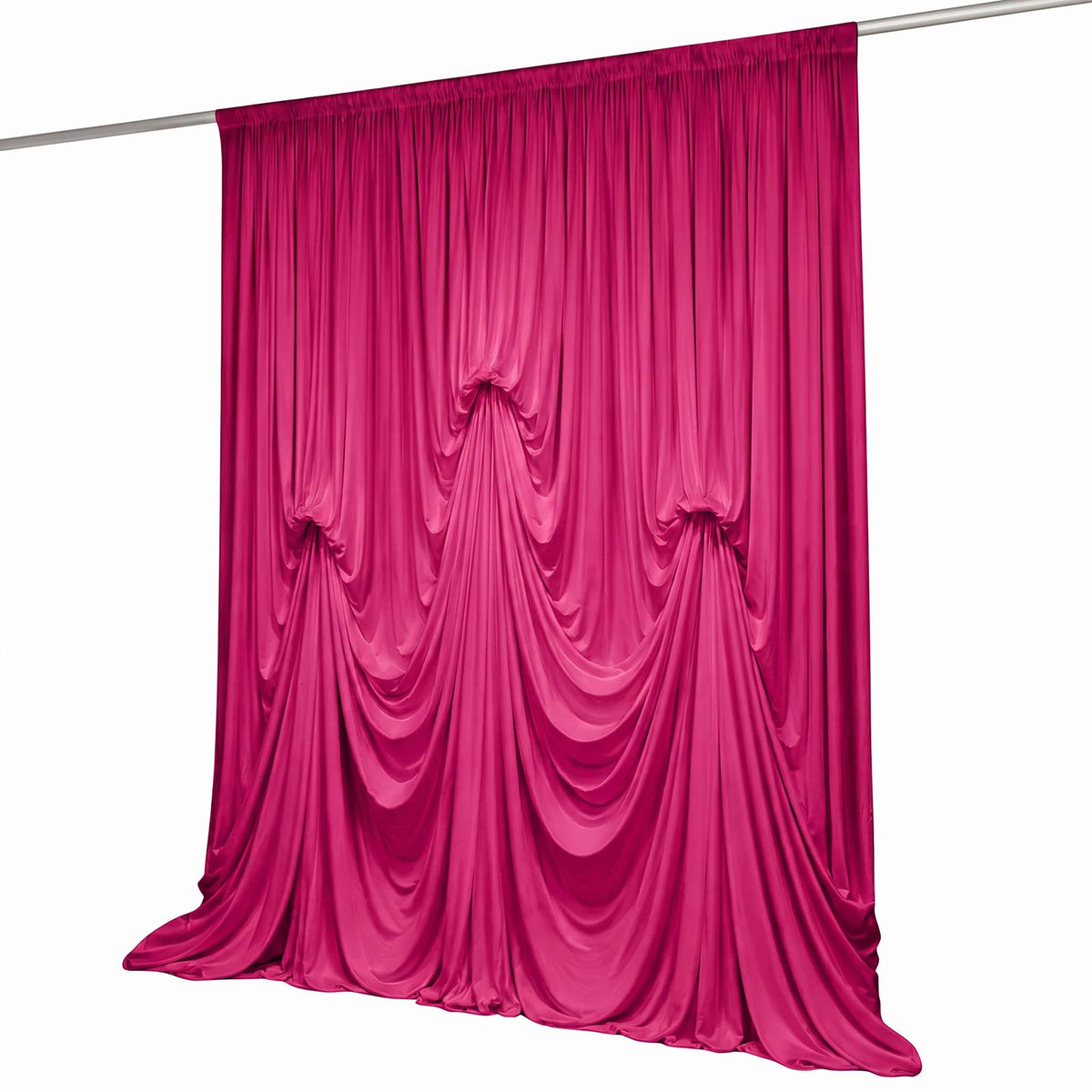 Fuchsia Spandex Pre-Sewn Dramatic Drape Backdrop Curtain – 13ft × 20ft 4-Way Stretch Wrinkle-Free 18
