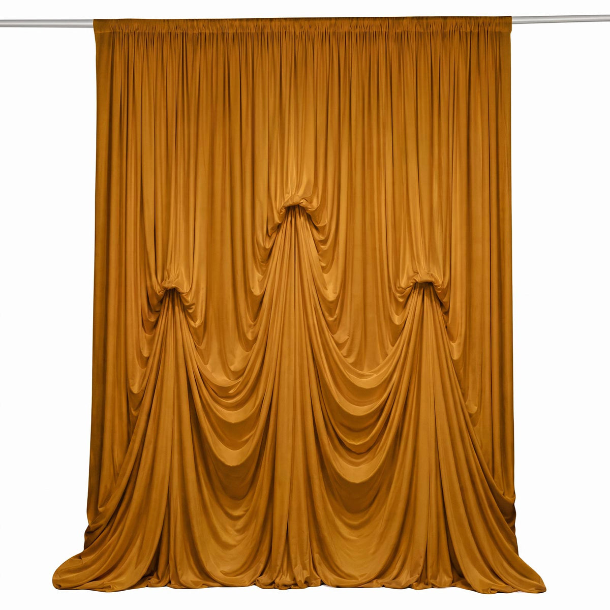 Gold Spandex Pre-Sewn Dramatic Drape Backdrop Curtain – 13ft × 20ft 4-Way Stretch Wrinkle-Free 180GS