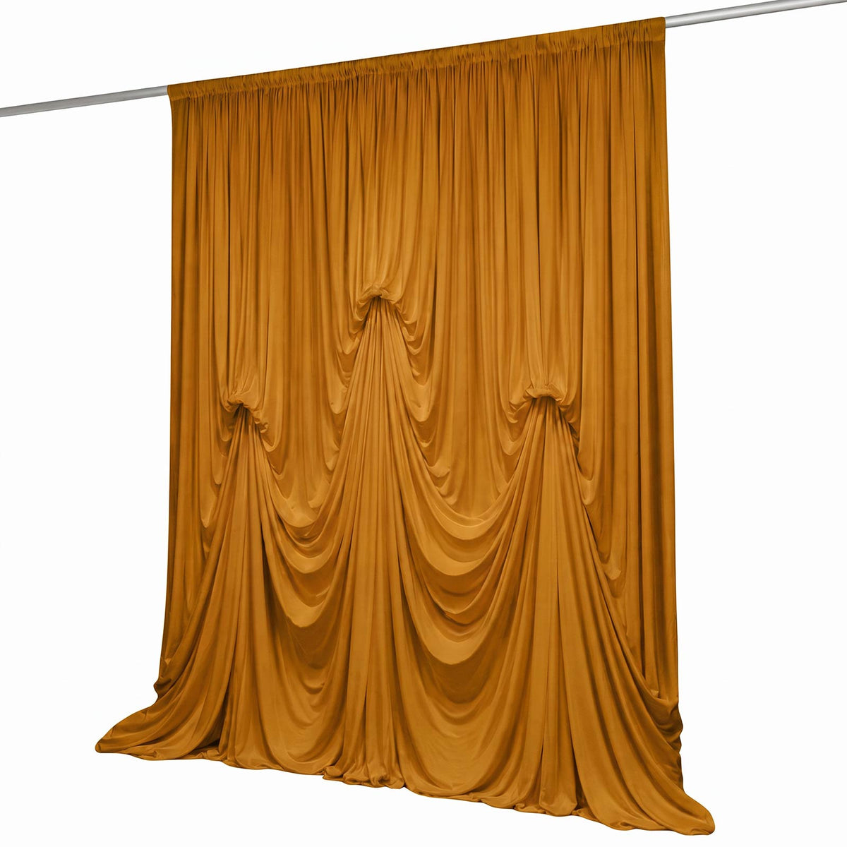 Gold Spandex Pre-Sewn Dramatic Drape Backdrop Curtain – 13ft × 20ft 4-Way Stretch Wrinkle-Free 180GS