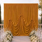 Gold Spandex Pre-Sewn Dramatic Drape Backdrop Curtain – 13ft × 20ft 4-Way Stretch Wrinkle-Free 180GS