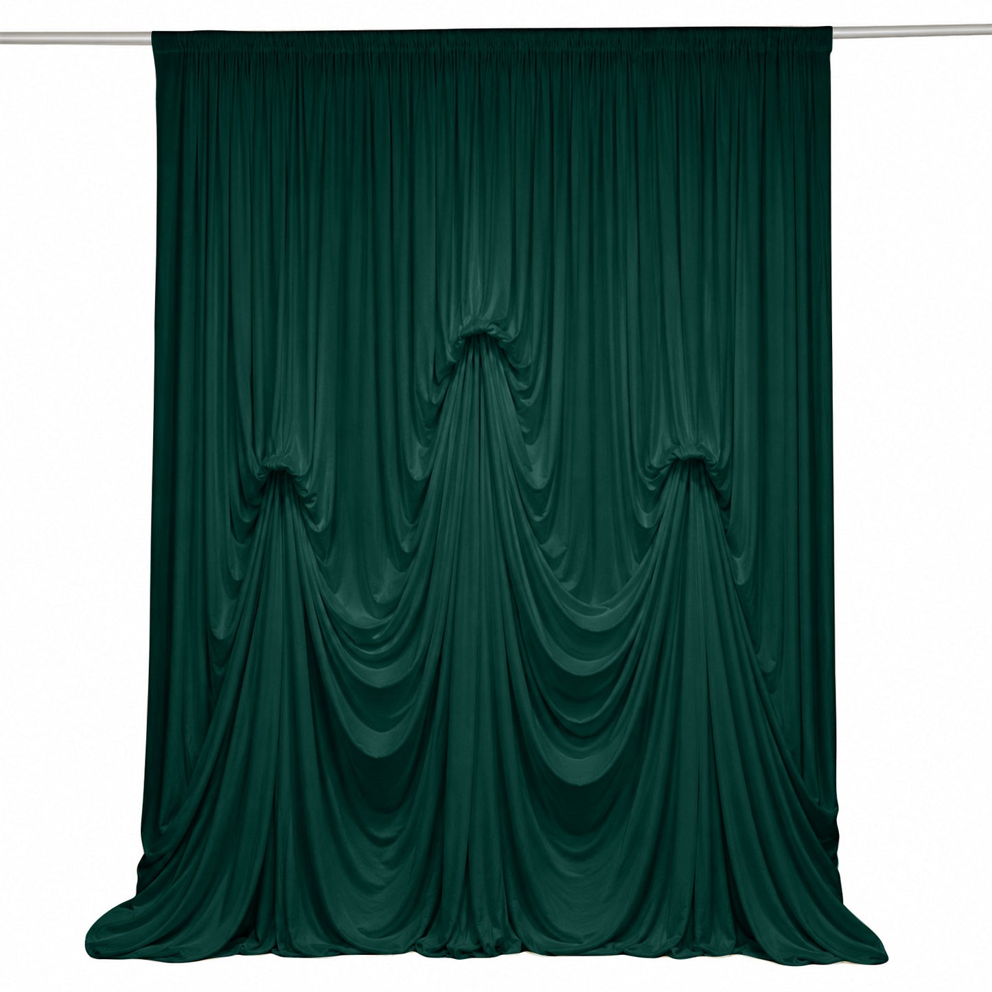 Hunter Emerald Green Spandex Pre-Sewn Dramatic Drape Backdrop Curtain – 13ft × 20ft 4-Way Stretch Wr