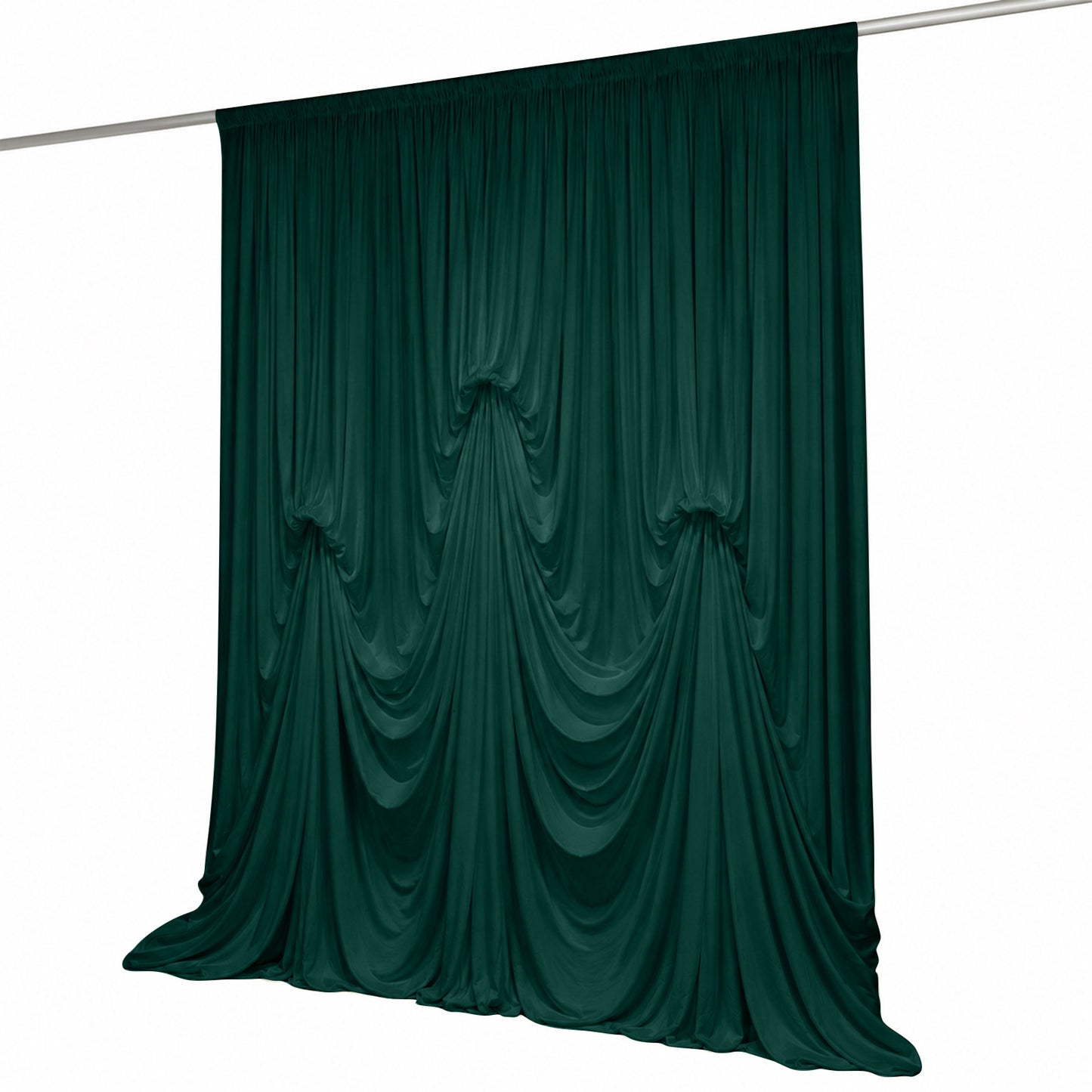 Hunter Emerald Green Spandex Pre-Sewn Dramatic Drape Backdrop Curtain – 13ft × 20ft 4-Way Stretch Wr