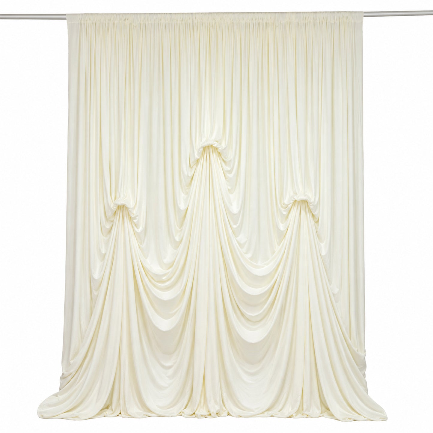 Ivory Spandex Pre-Sewn Dramatic Drape Backdrop Curtain – 13ft × 20ft 4-Way Stretch Wrinkle-Free 180G