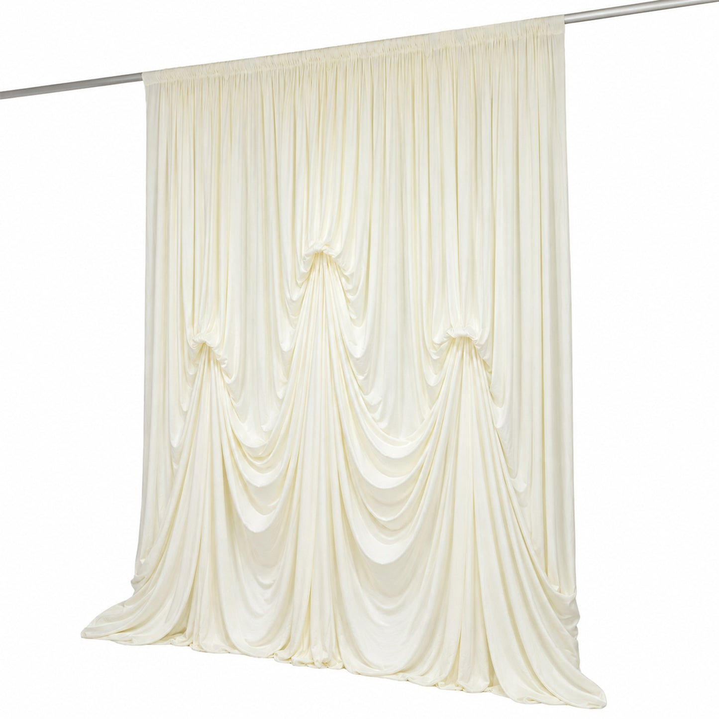 Ivory Spandex Pre-Sewn Dramatic Drape Backdrop Curtain – 13ft × 20ft 4-Way Stretch Wrinkle-Free 180G
