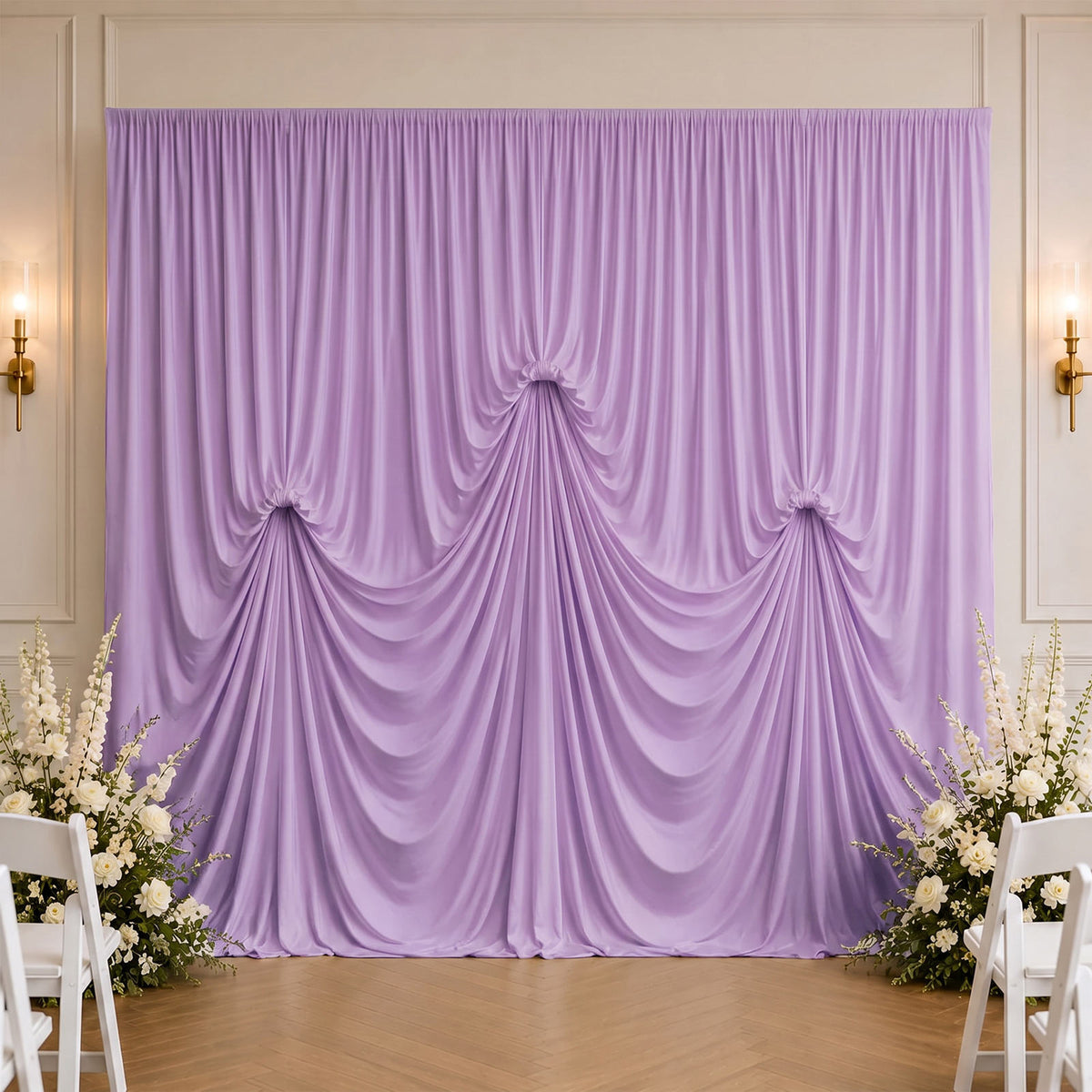 Lavender Lilac Spandex Pre-Sewn Dramatic Drape Backdrop Curtain – 13ft × 20ft 4-Way Stretch Wrinkle-