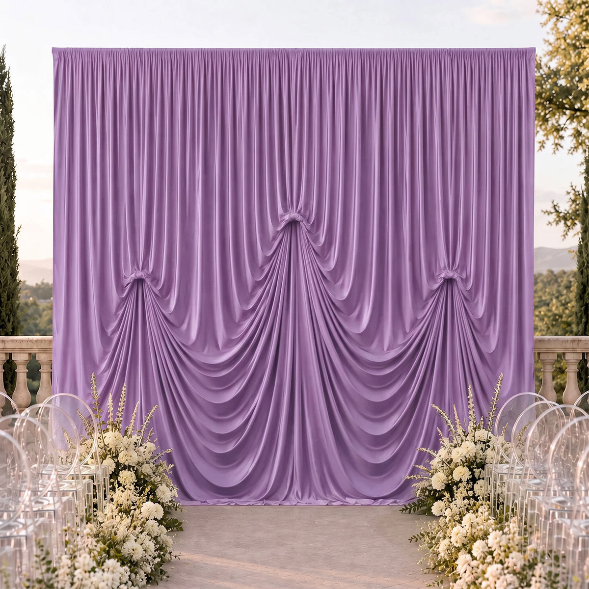 Lavender Lilac Spandex Pre-Sewn Dramatic Drape Backdrop Curtain – 13ft × 20ft 4-Way Stretch Wrinkle-