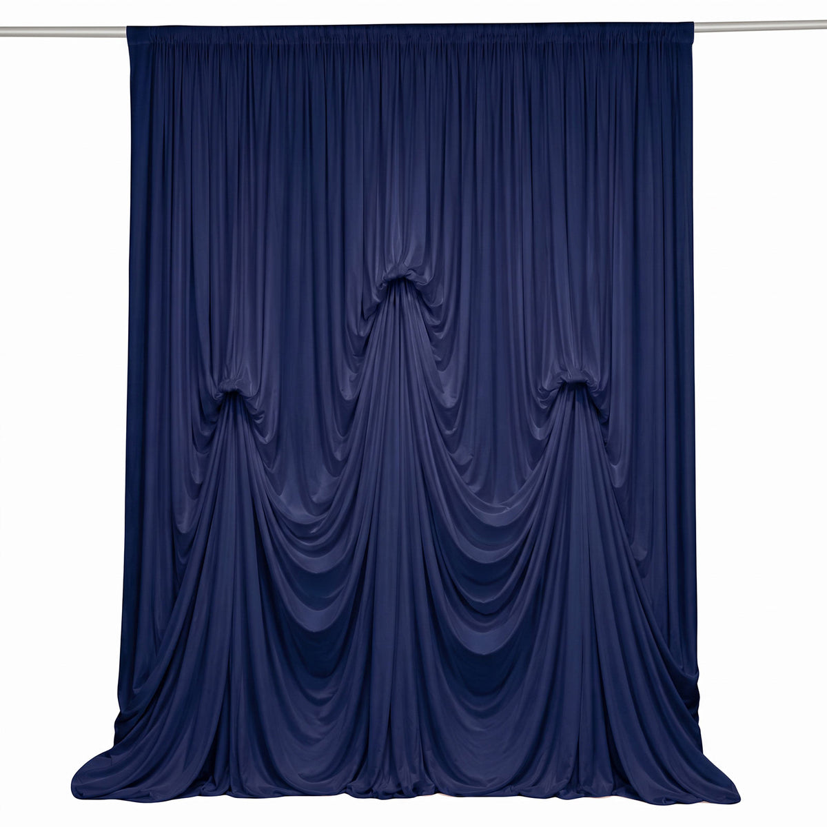 Navy Blue Spandex Pre-Sewn Dramatic Drape Backdrop Curtain – 13ft × 20ft 4-Way Stretch Wrinkle-Free 