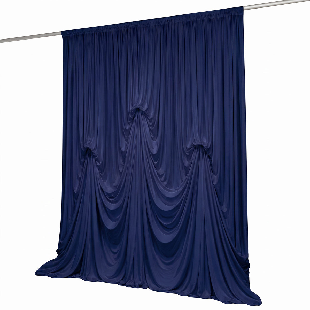 Navy Blue Spandex Pre-Sewn Dramatic Drape Backdrop Curtain – 13ft × 20ft 4-Way Stretch Wrinkle-Free 