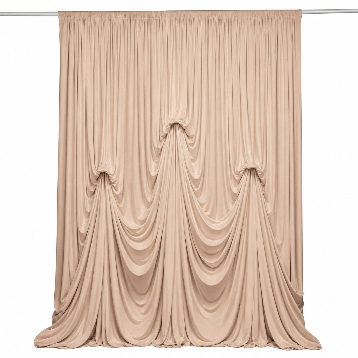 Nude Spandex Pre-Sewn Dramatic Drape Backdrop Curtain – 13ft × 20ft 4-Way Stretch Wrinkle-Free 180GS