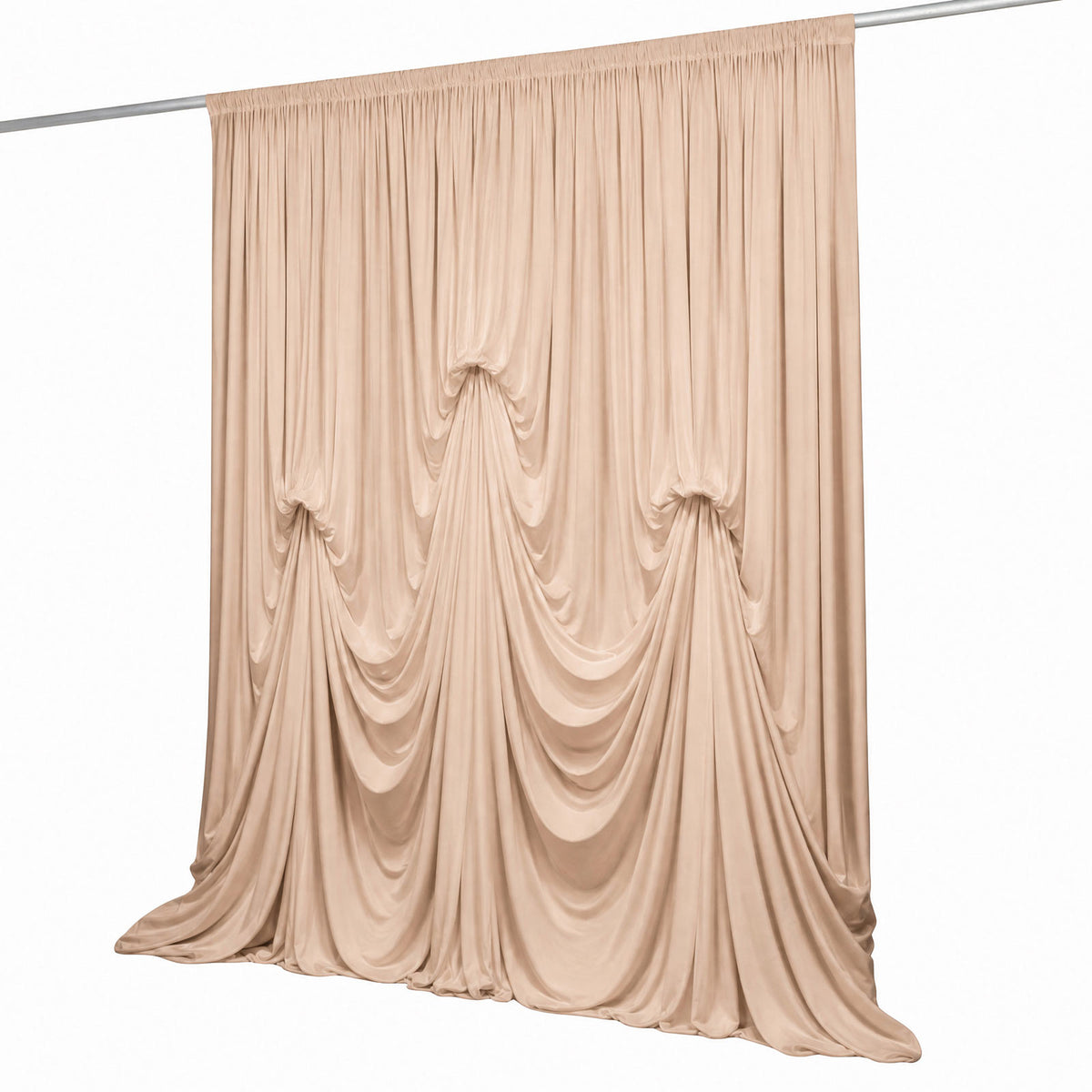 Nude Spandex Pre-Sewn Dramatic Drape Backdrop Curtain – 13ft × 20ft 4-Way Stretch Wrinkle-Free 180GS