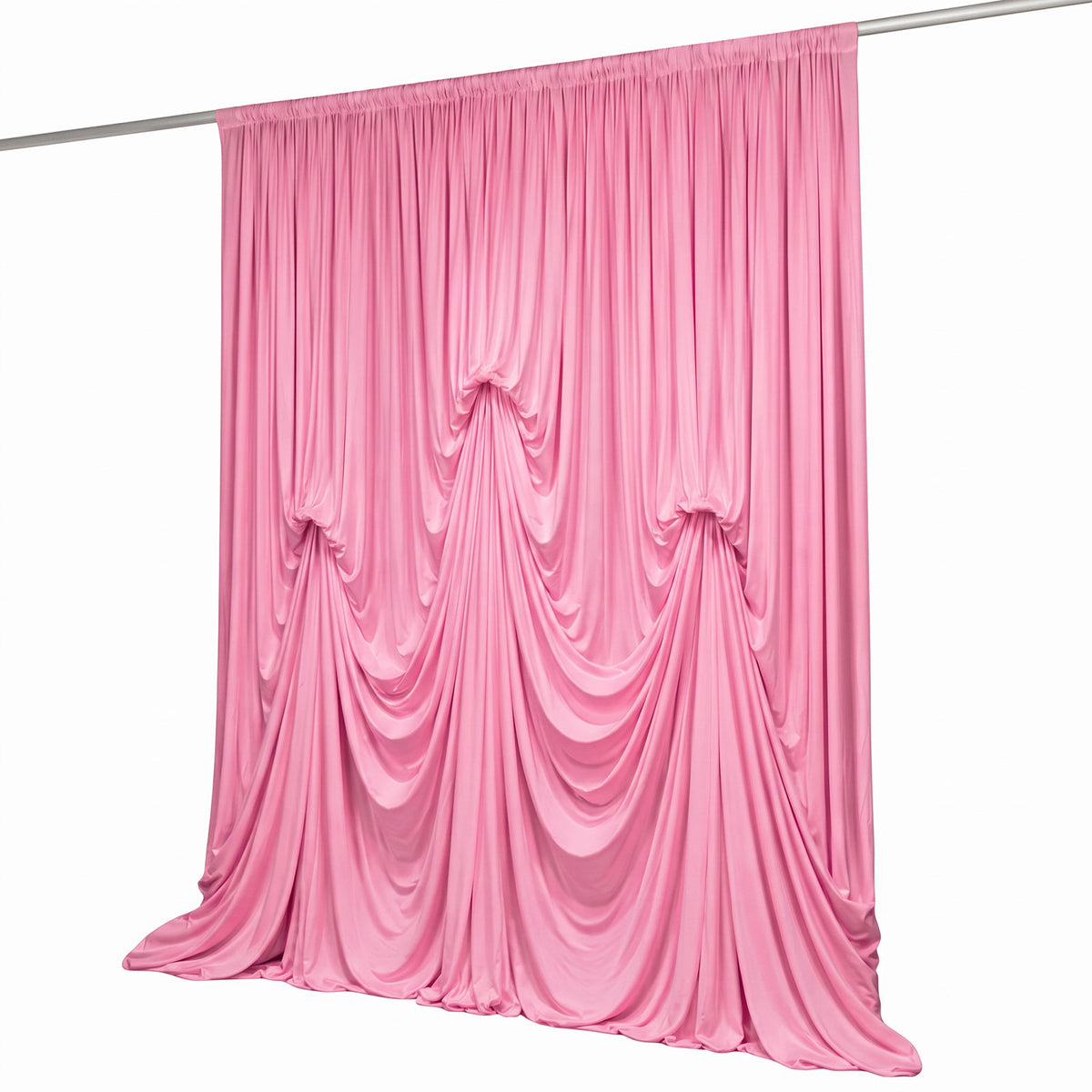 Pink Spandex Pre-Sewn Dramatic Drape Backdrop Curtain – 13ft × 20ft 4-Way Stretch Wrinkle-Free 180GS