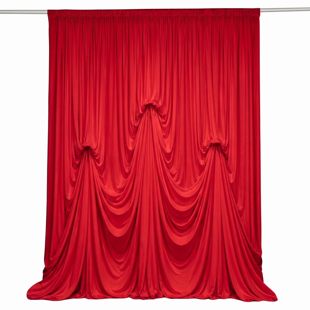 Red Spandex Pre-Sewn Dramatic Drape Backdrop Curtain – 13ft × 20ft 4-Way Stretch Wrinkle-Free 180GSM