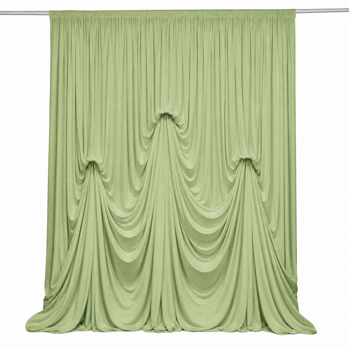 Sage Green Spandex Pre-Sewn Dramatic Drape Backdrop Curtain – 13ft × 20ft 4-Way Stretch Wrinkle-Free