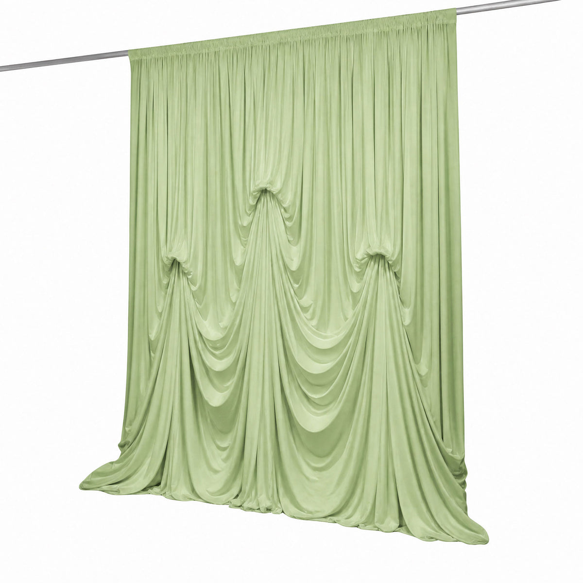 Sage Green Spandex Pre-Sewn Dramatic Drape Backdrop Curtain – 13ft × 20ft 4-Way Stretch Wrinkle-Free