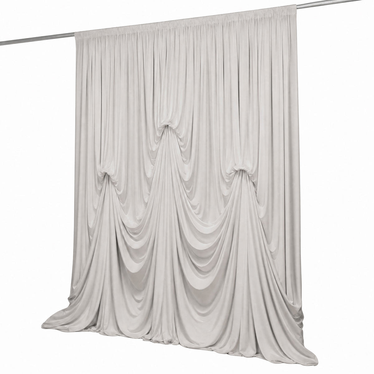 Silver Spandex Pre-Sewn Dramatic Drape Backdrop Curtain – 13ft × 20ft 4-Way Stretch Wrinkle-Free 180