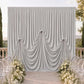 Silver Spandex Pre-Sewn Dramatic Drape Backdrop Curtain – 13ft × 20ft 4-Way Stretch Wrinkle-Free 180