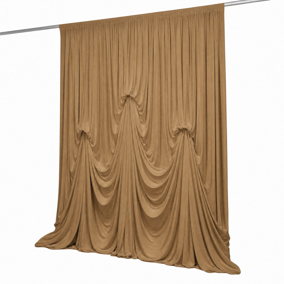 Taupe Spandex Pre-Sewn Dramatic Drape Backdrop Curtain – 13ft × 20ft 4-Way Stretch Wrinkle-Free 180G