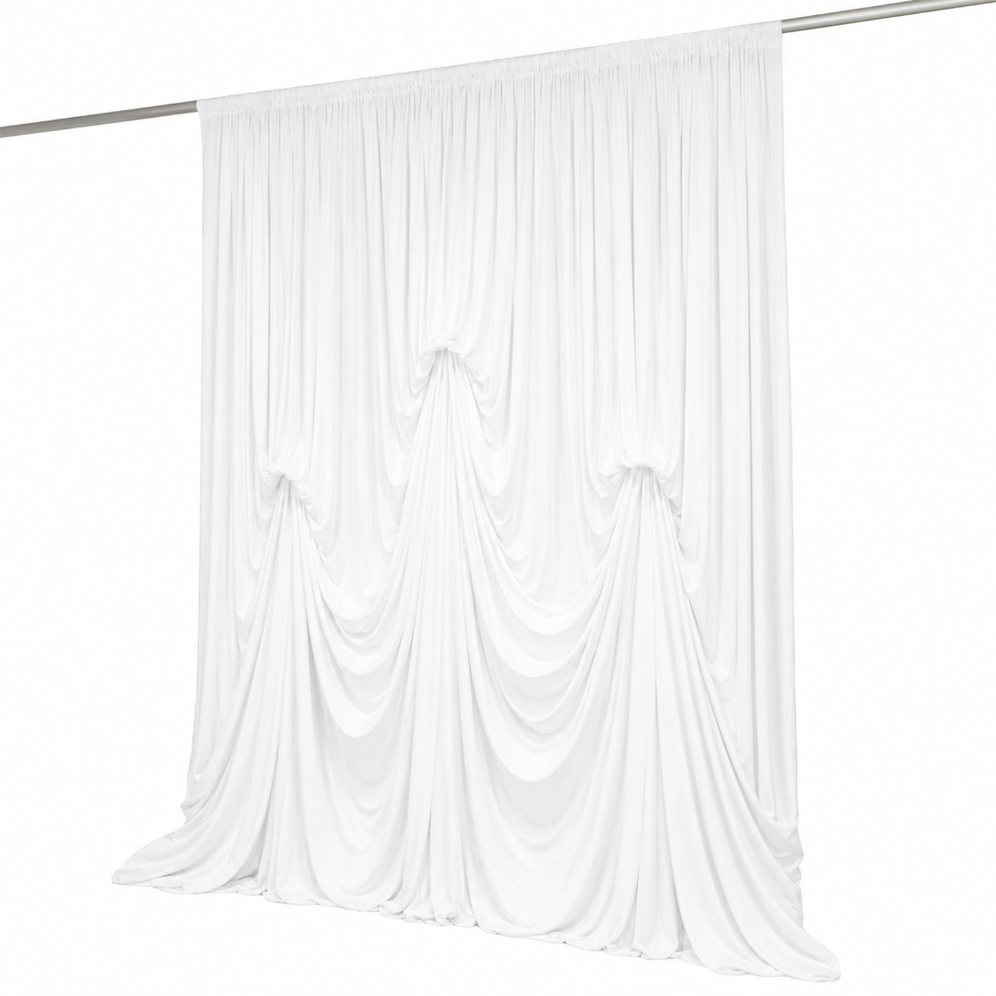 White Spandex Pre-Sewn Dramatic Drape Backdrop Curtain – 13ft × 20ft 4-Way Stretch Wrinkle-Free 180G