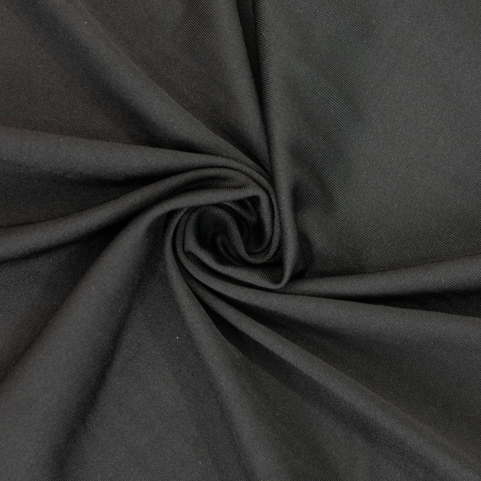 Black stretch spandex tent ceiling drape fabric, wrinkle-free and durable.