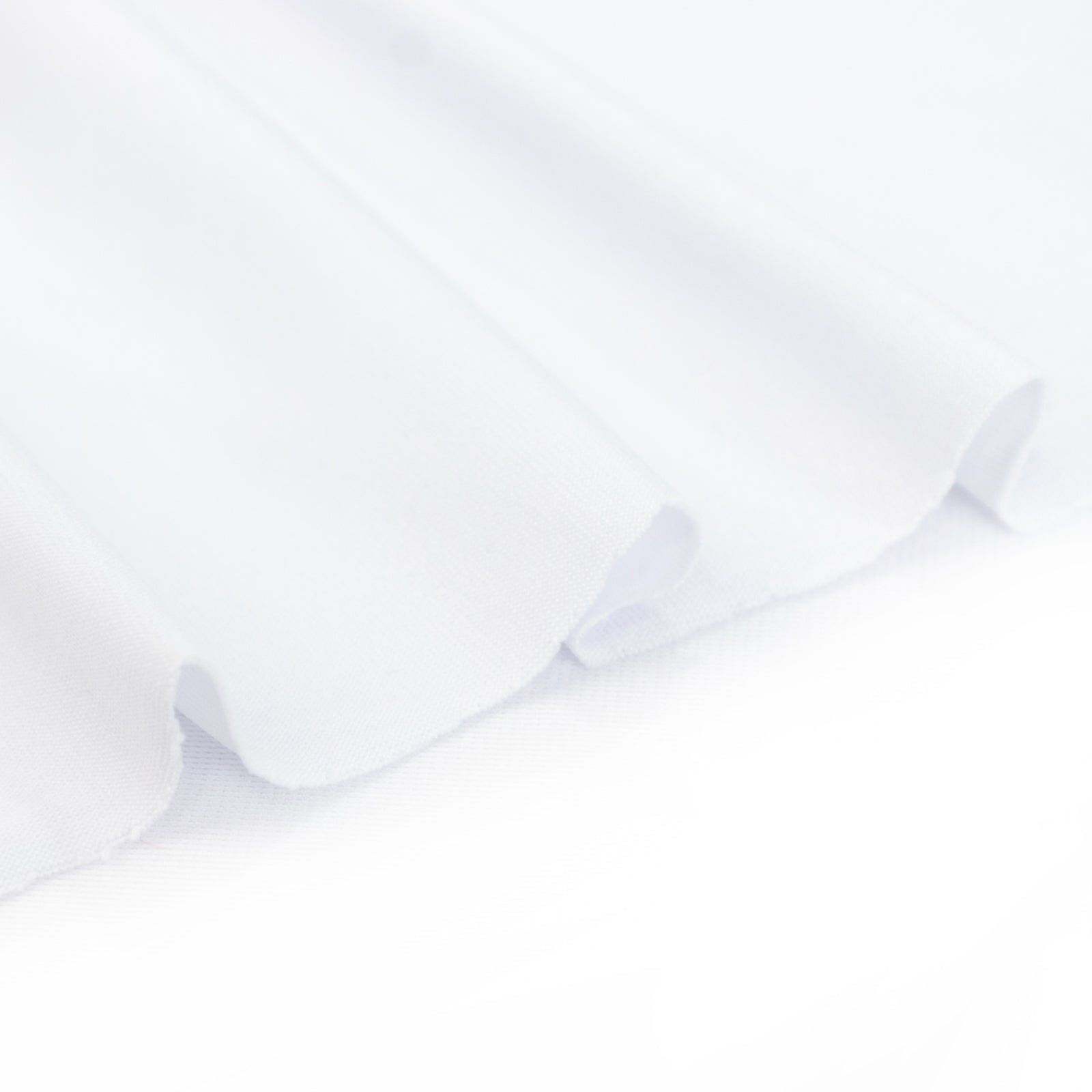White stretch spandex tent ceiling drape fabric with pole pockets.