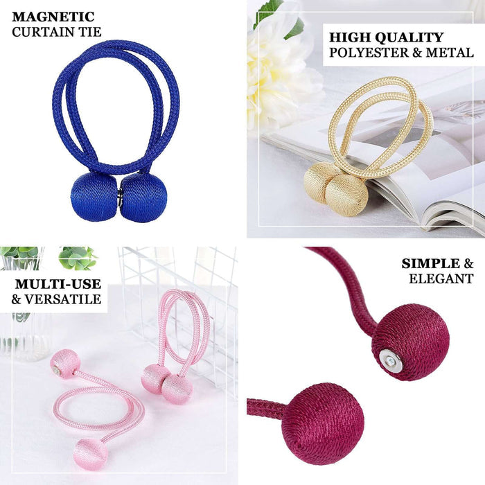 2 Pack | Silver Magnetic Curtain Tie Backs For Window Drapes and Backdrop Panels